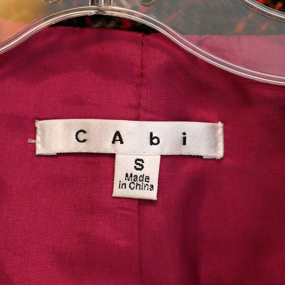 CAbi Brown and Raspberry Plaid "Cinch It Up" Vest Size S (Style 691) - Picture 3 of 3